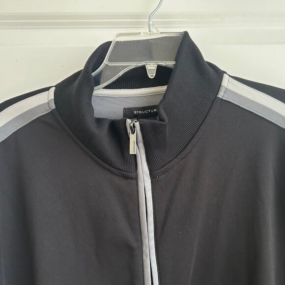 Vintage Structure Track Jacket XL Black Y2K 90's Striped Punk Streetwear Casual - Picture 5 of 13